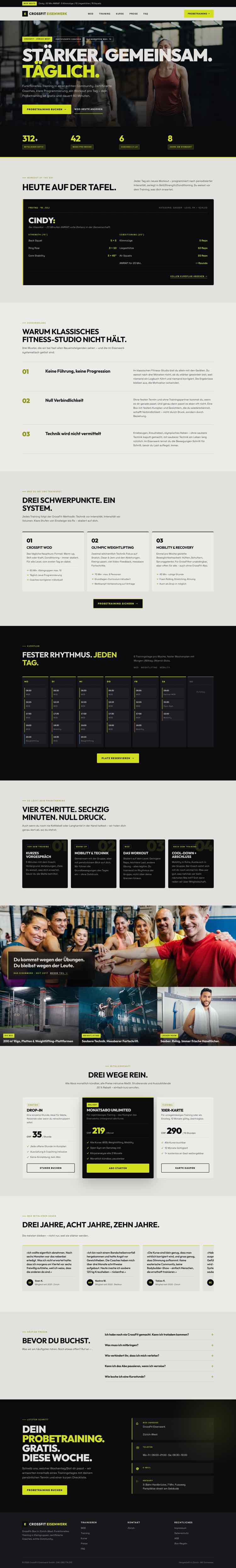 CrossFit, Beispielseite Webdesign Schweizer Mittelstand