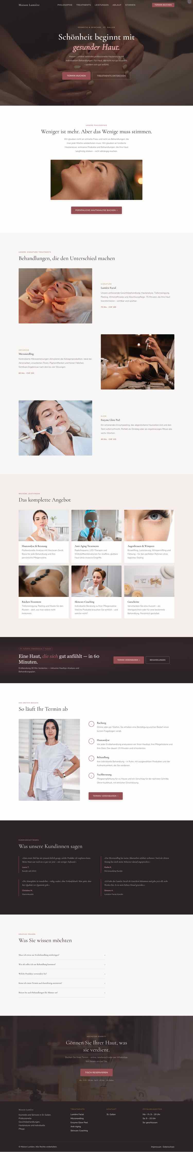 Kosmetik, Beispielseite Webdesign Schweizer Mittelstand