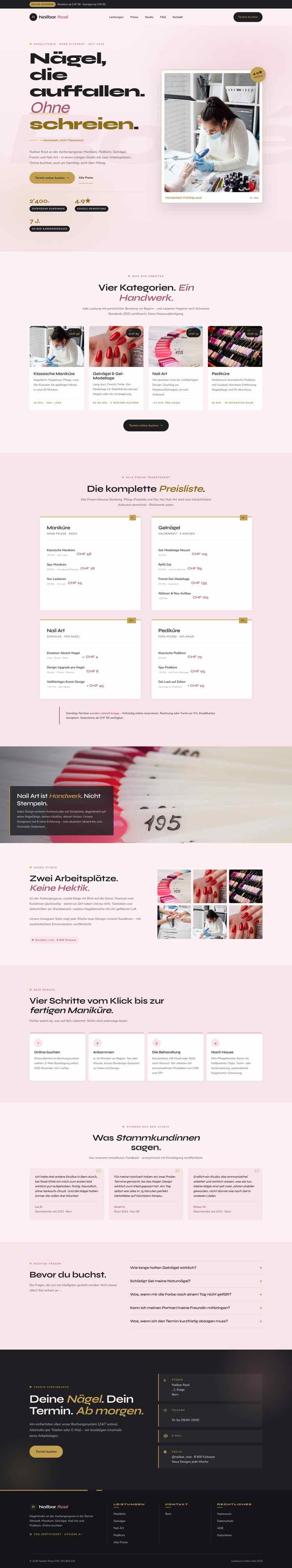 Nails, Beispielseite Webdesign Schweizer Mittelstand