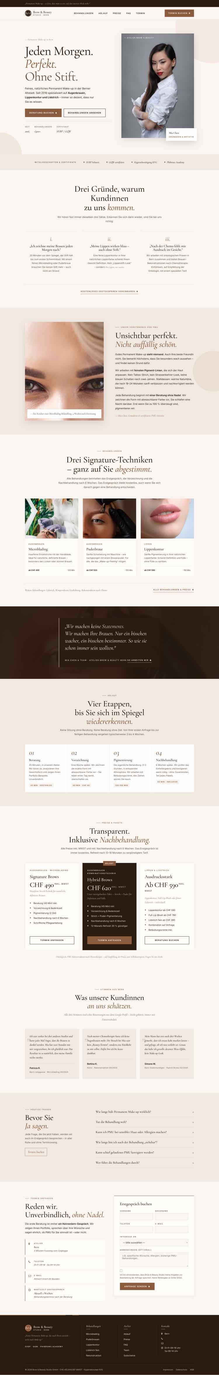 Permanent Make up, Beispielseite Webdesign Schweizer Mittelstand