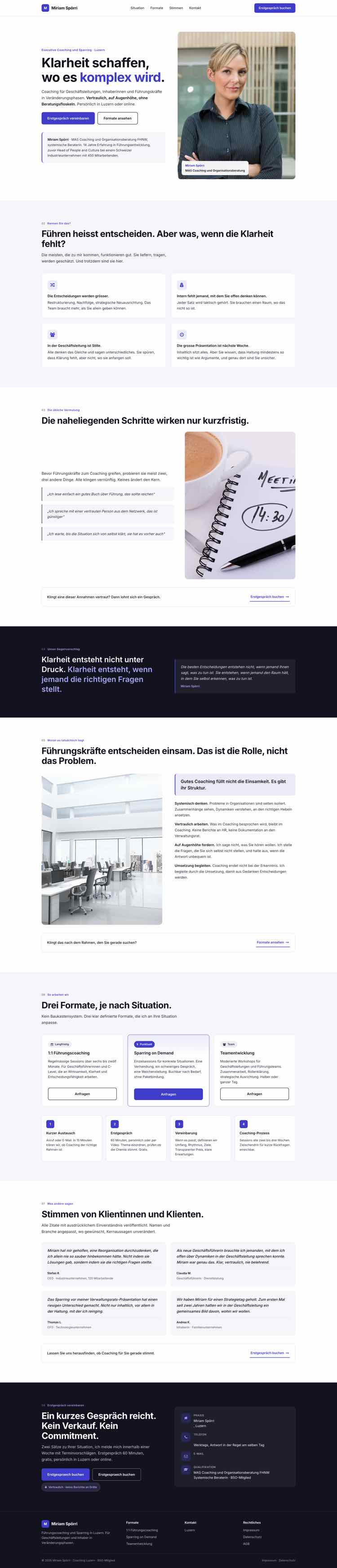 Coaching, Beispielseite Webdesign Schweizer Mittelstand