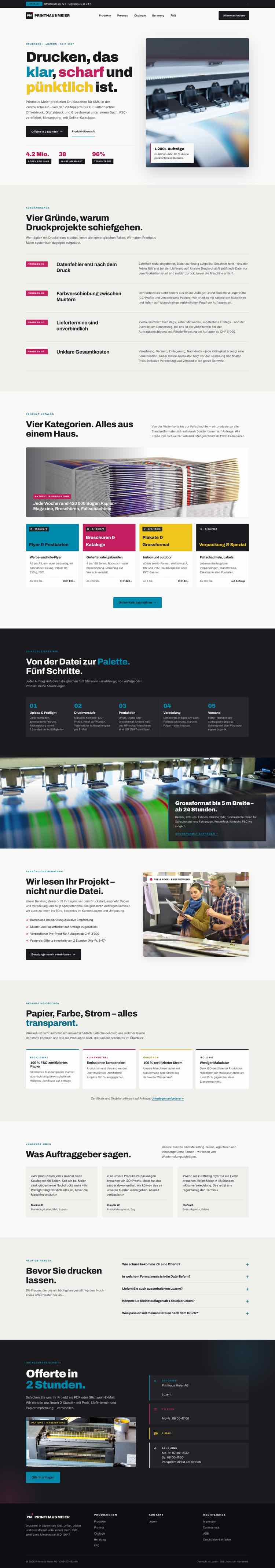 Druckerei, Beispielseite Webdesign Schweizer Mittelstand