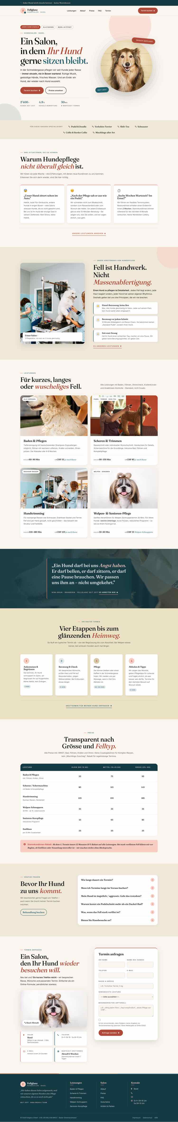 Hundesalon, Beispielseite Webdesign Schweizer Mittelstand
