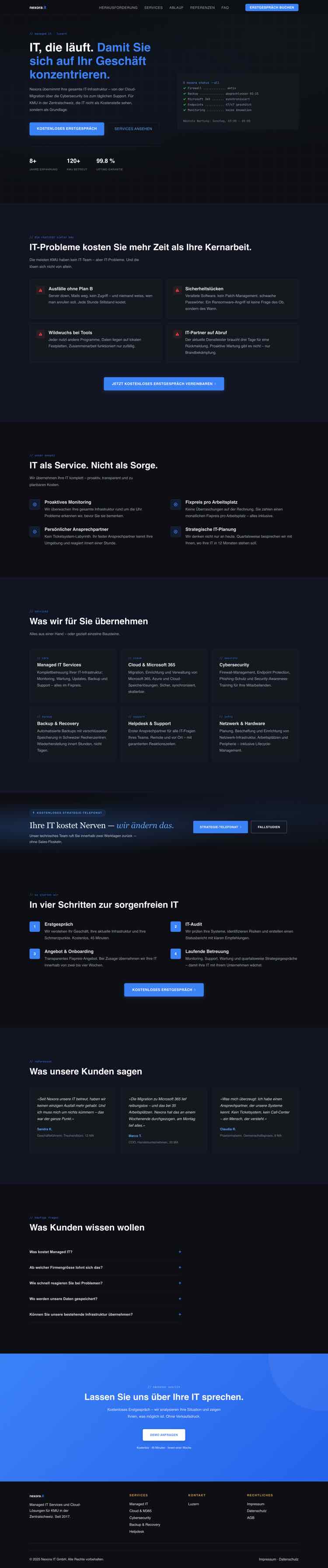 IT Services, Beispielseite Webdesign Schweizer Mittelstand