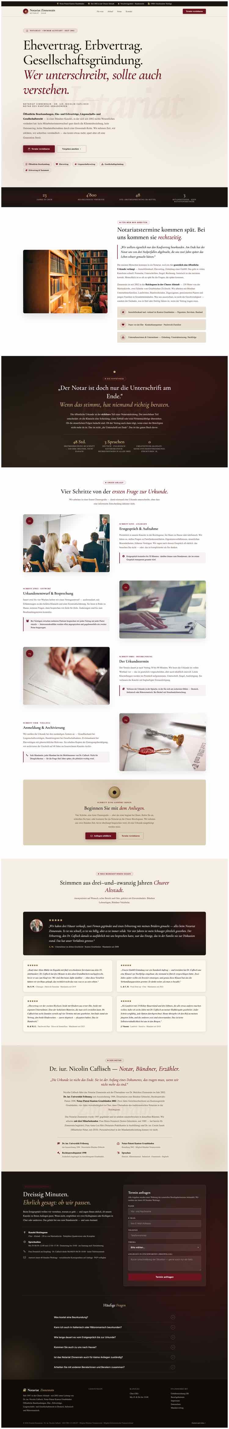 Notariat, Beispielseite Webdesign Schweizer Mittelstand