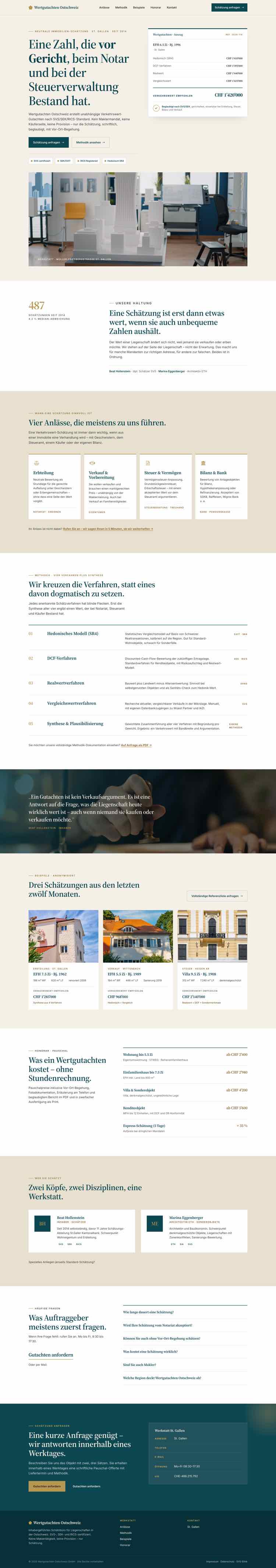 Wertgutachten, Beispielseite Webdesign Schweizer Mittelstand