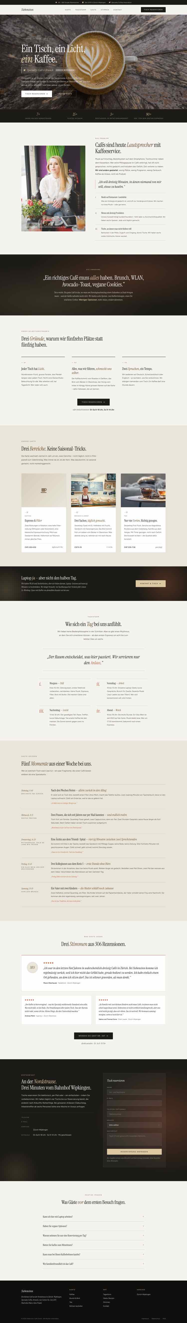 Café, Beispielseite Webdesign Schweizer Mittelstand