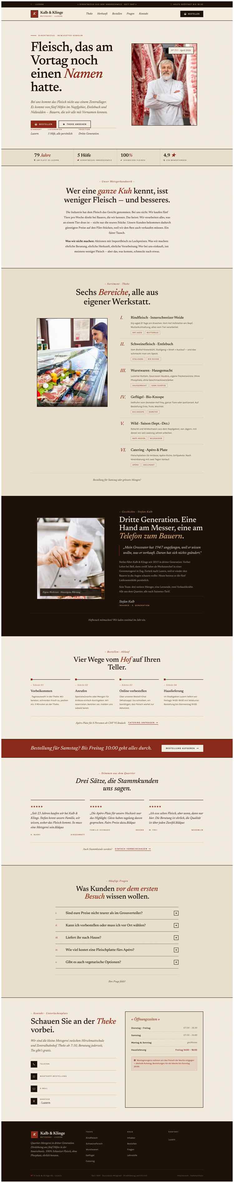 Metzgerei, Beispielseite Webdesign Schweizer Mittelstand