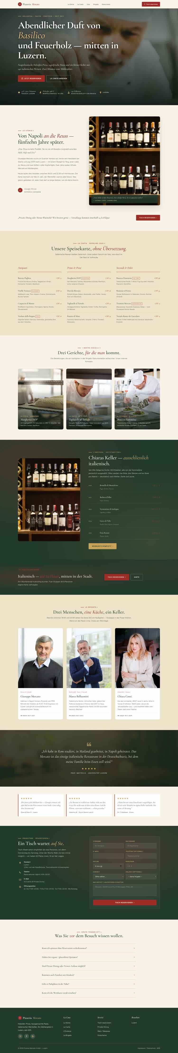 Pizzeria, Beispielseite Webdesign Schweizer Mittelstand
