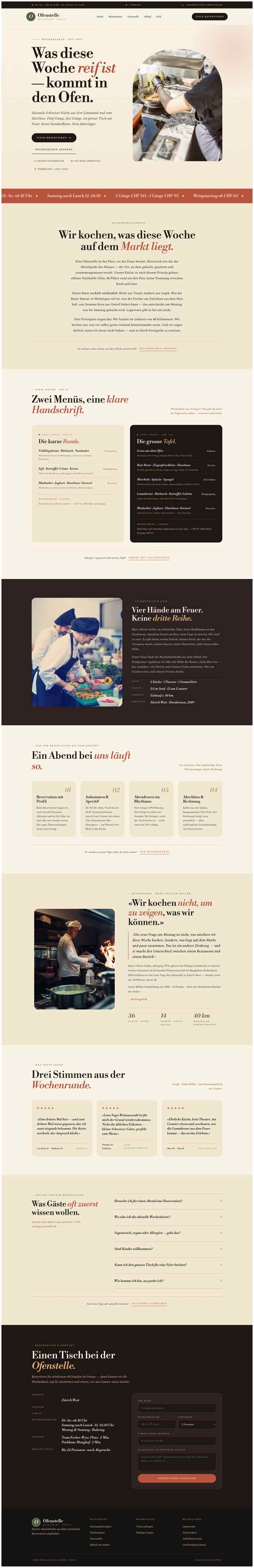 Restaurant, Beispielseite Webdesign Schweizer Mittelstand