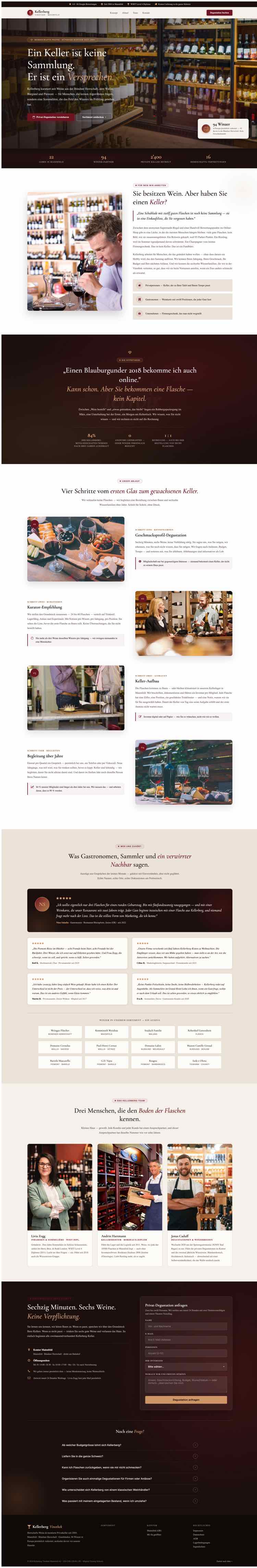 Vinothek, Beispielseite Webdesign Schweizer Mittelstand