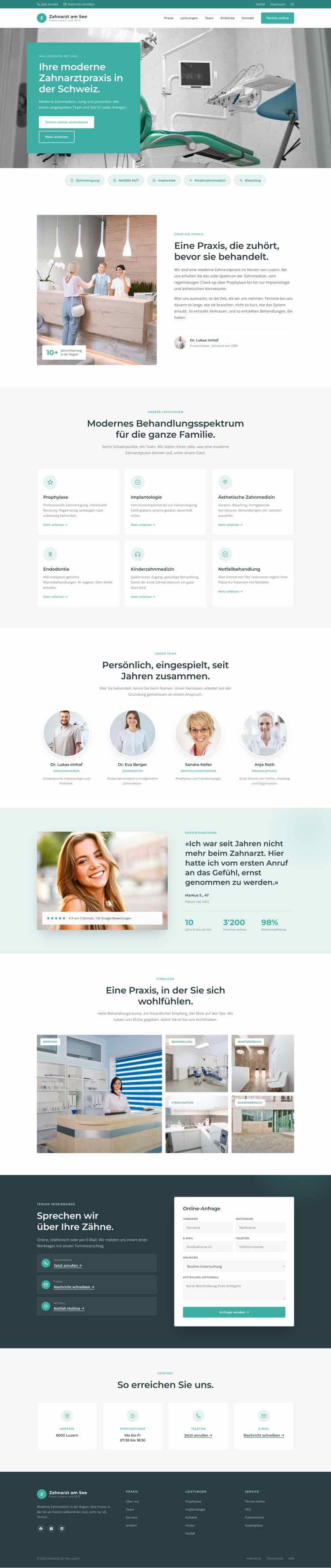 Zahnarztpraxis mit Banner-Box als Hauptbotschaft und Premium-Bildwelt für Privatpatienten