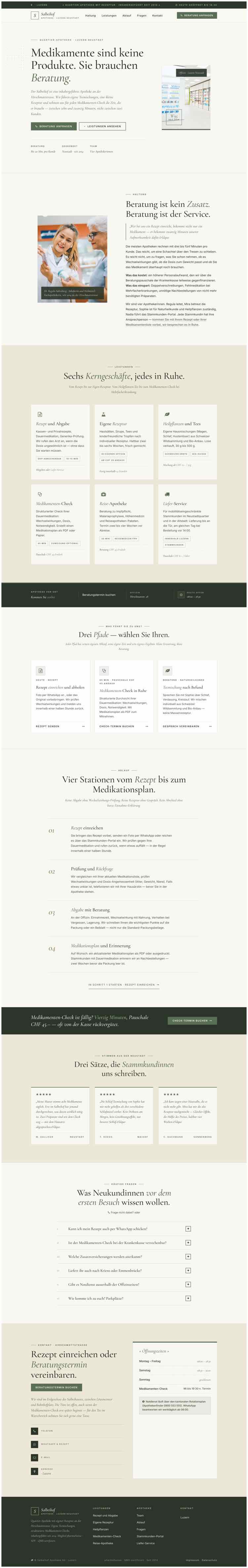Apotheke, Beispielseite Webdesign Schweizer Mittelstand