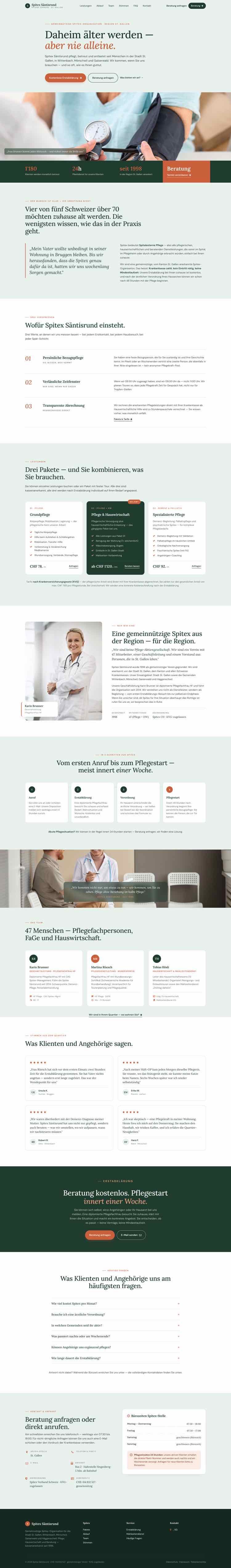 Spitex, Beispielseite Webdesign Schweizer Mittelstand