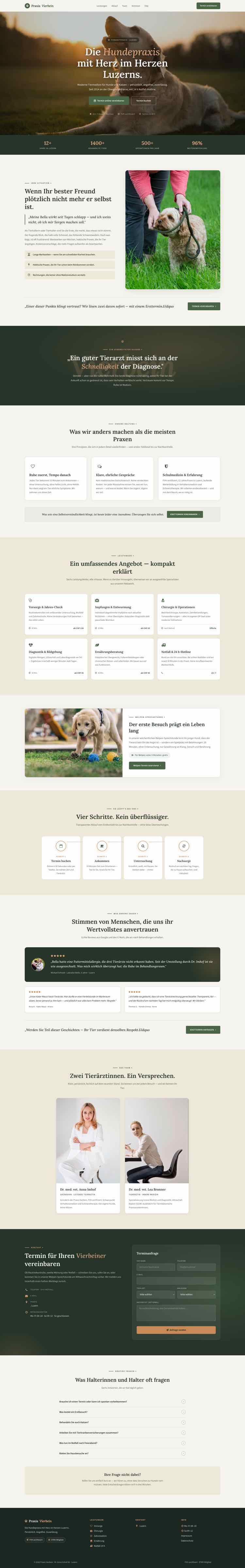 Tierarzt, Beispielseite Webdesign Schweizer Mittelstand