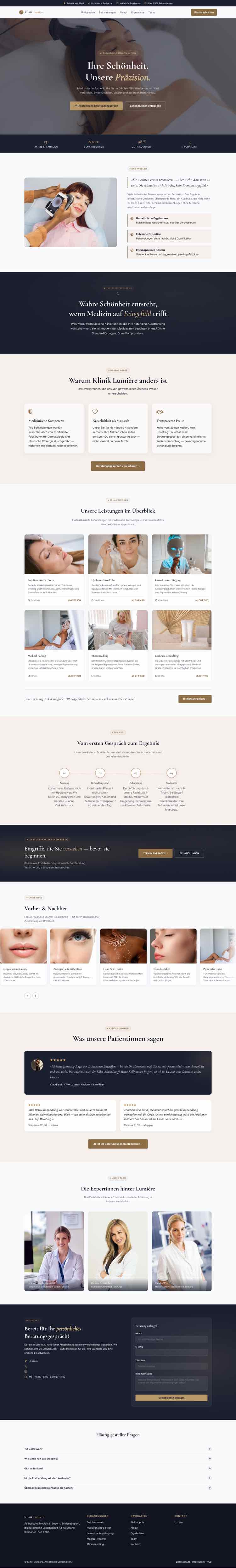 Ästhetische Klinik, Beispielseite Webdesign Schweizer Mittelstand