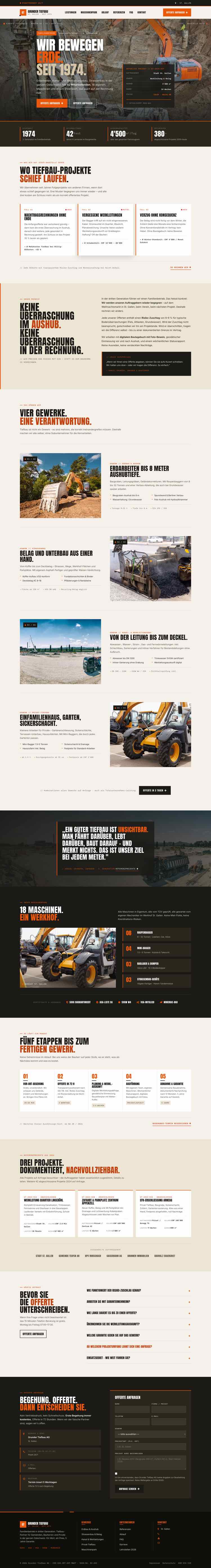 Tiefbau, Beispielseite Webdesign Schweizer Mittelstand