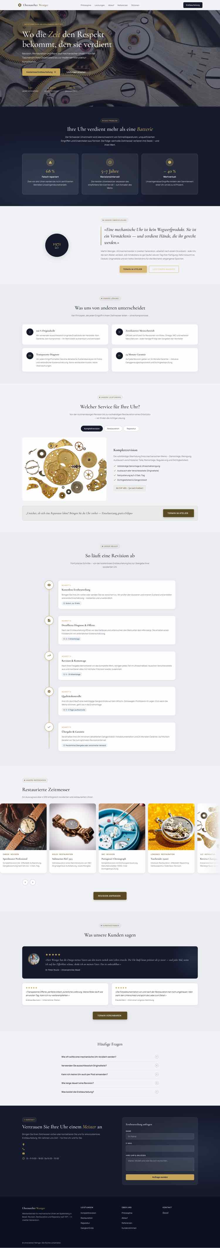Uhrmacher, Beispielseite Webdesign Schweizer Mittelstand