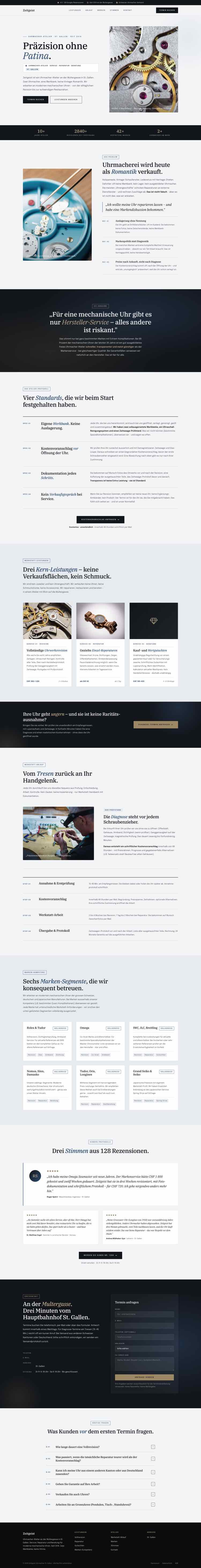 Uhrmacher, Beispielseite Webdesign Schweizer Mittelstand