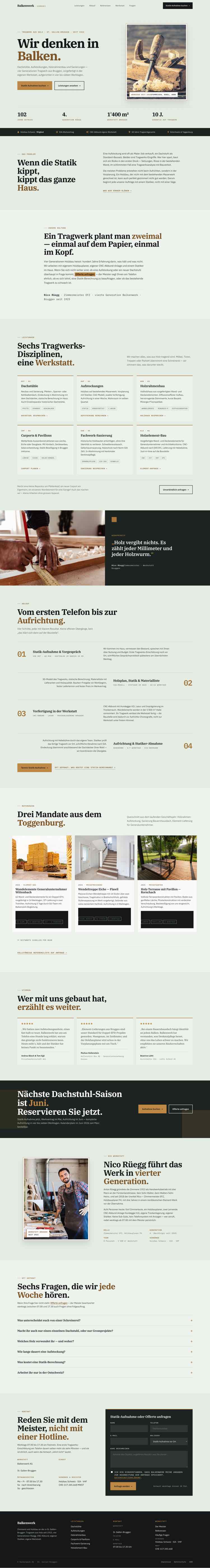 Zimmerei, Beispielseite Webdesign Schweizer Mittelstand