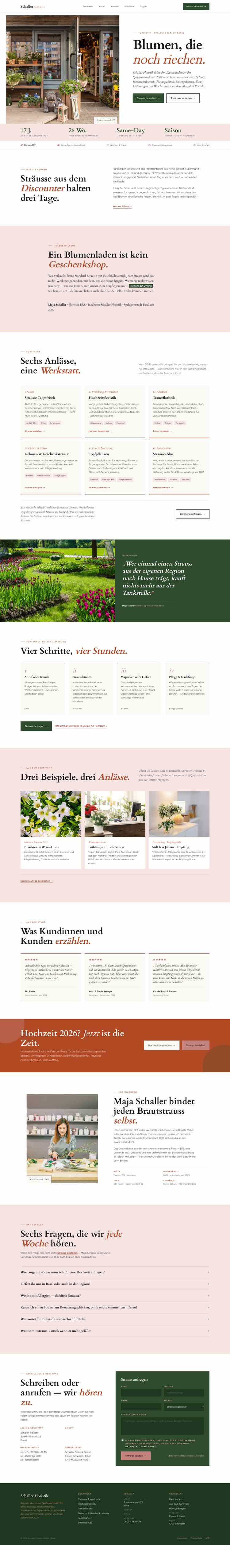 Floristik, Beispielseite Webdesign Schweizer Mittelstand